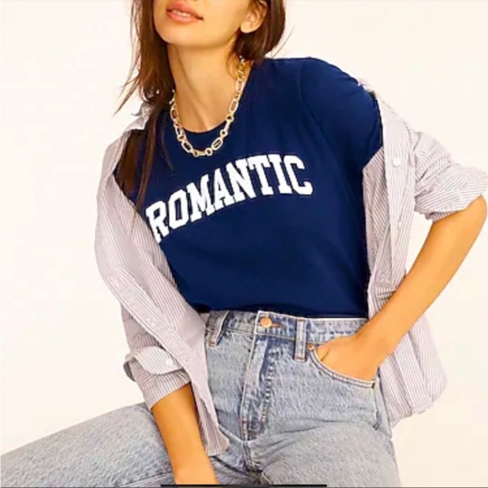 NWOT JCrew Vintage Cotton Crewneck Graphic T-Shirt in Navy Women’s Size Small